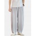 Mens Cotton Pure Color Loose Fit Drawstring Casual Pants