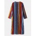 Mens Colorful Striped Double Pocket Side Split Home Casual Long Sleeve Sleepwear Robes