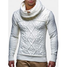 Mens Turtleneck Cable Warm Long Sleeve Knitted Sweaters