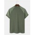 Men Hit Color Half Buttons Soft Breathable Short Sleeve All  matched T  Shirts