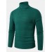 Men High Neck Solid Color Long Sleeve Slight Elastic Casual Trendy Sweaters