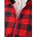 Mens Classical Plaid Print Front Pocket Long Sleeve Zipper Hooded Jumpsuit Home One  Piece Pajamas