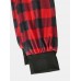 Mens Classical Plaid Print Front Pocket Long Sleeve Zipper Hooded Jumpsuit Home One  Piece Pajamas